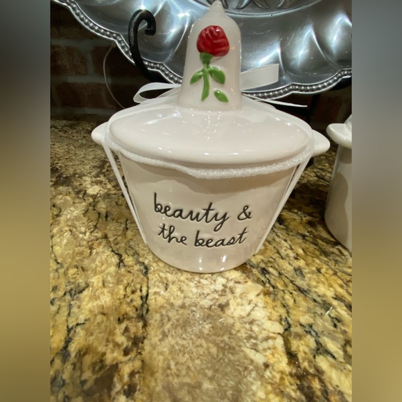 Rae Dunn Disney Beauty & Beast rose topper covered mini baking double sided NEW! - Picture 3 of 8